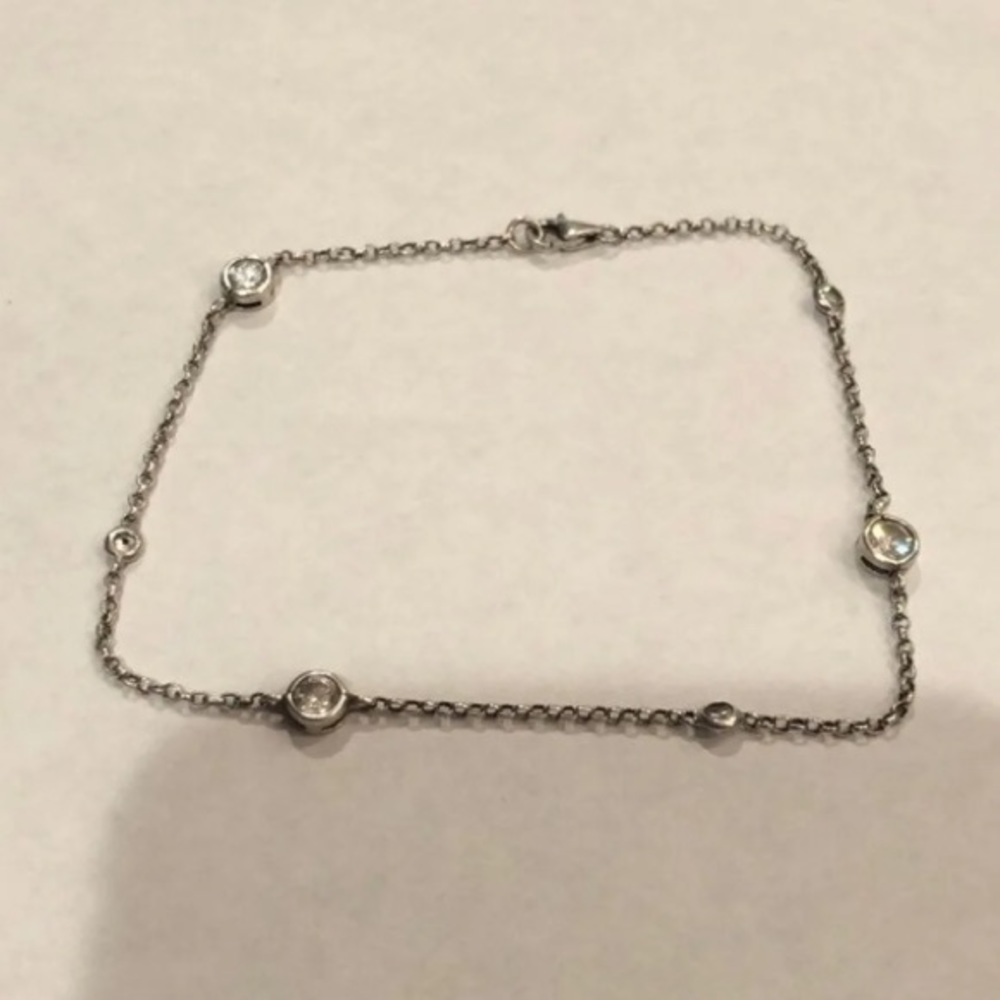 Sterling Silver Bezel CZ Anklet
